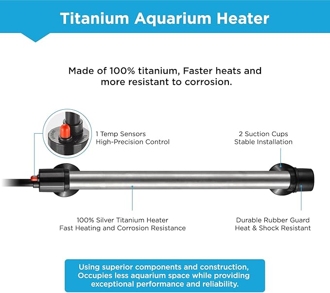 Titanium Aquarium Heater 300W, Submersible Fish Tank Heater with Digital Display Temperature Controller, 0℃-40℃ Adjustable, Fast Heating for 40 ~ 60 Gal Saltwater Freshwater Fish Tank, MX-9016(300W)