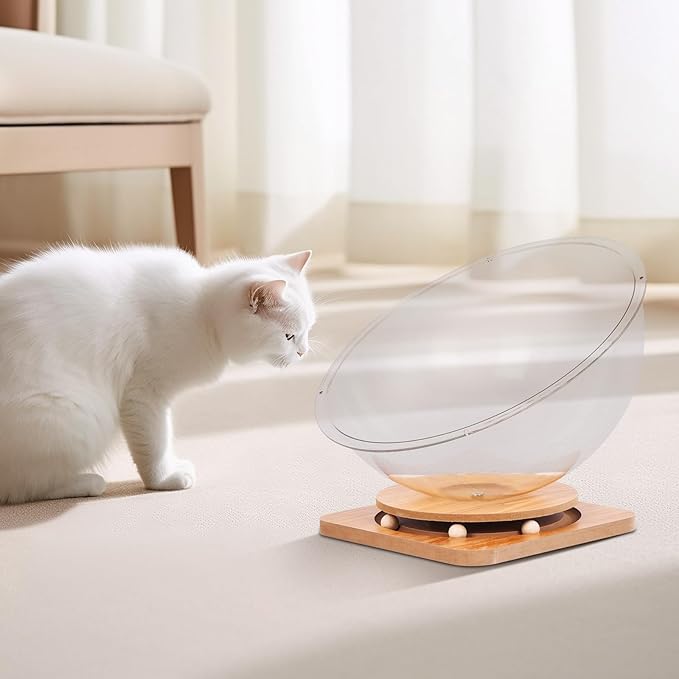 Doppy Space Capsule Cat Bed, Indoor Small Pets Kitten Sleeping Nest Pet Supplies Transparent Round Kitten House Activity Centre Bed Toy (Clear, L)