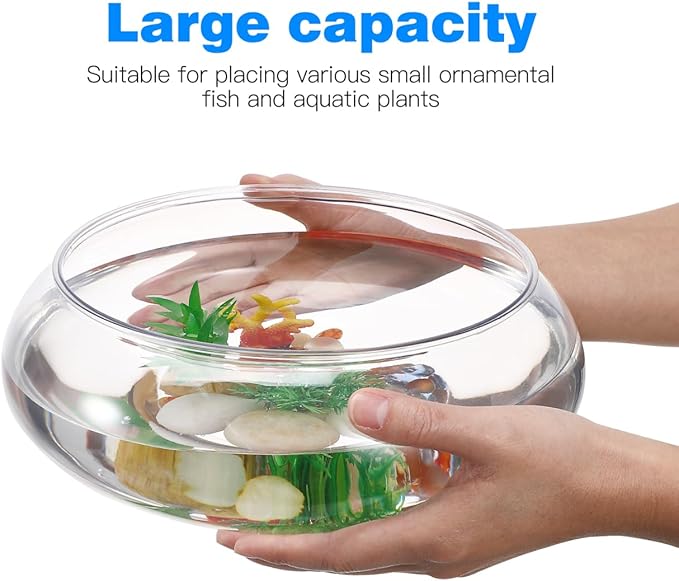 Plastic Fish Bowl Transparent Bubble Bowl Flower Vase Bowl Clear Wide Mouth Round Vase Terrarium Air Plant Hydroponic Succulent Planter Floral Container 2800ml