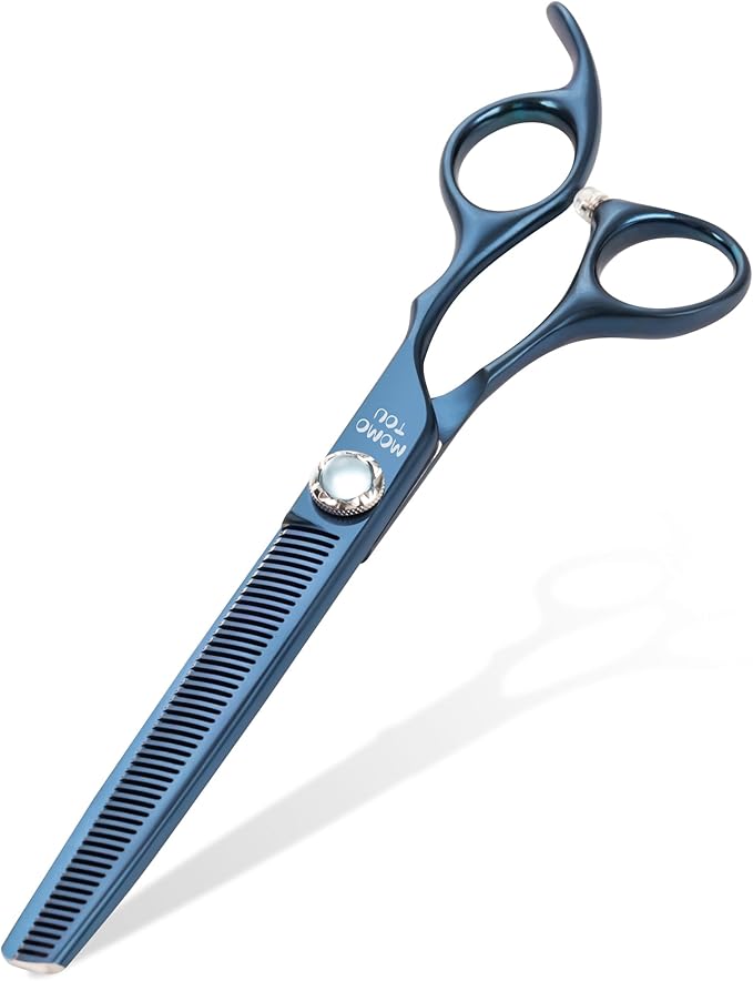7 inch Matte Blue Thinning Dog Grooming Scissors Professional 440C Stainless Steel Dog Thinner Shears Smooth Cutting Comfortable Grip and Easy to Use for Groomers and Home Use