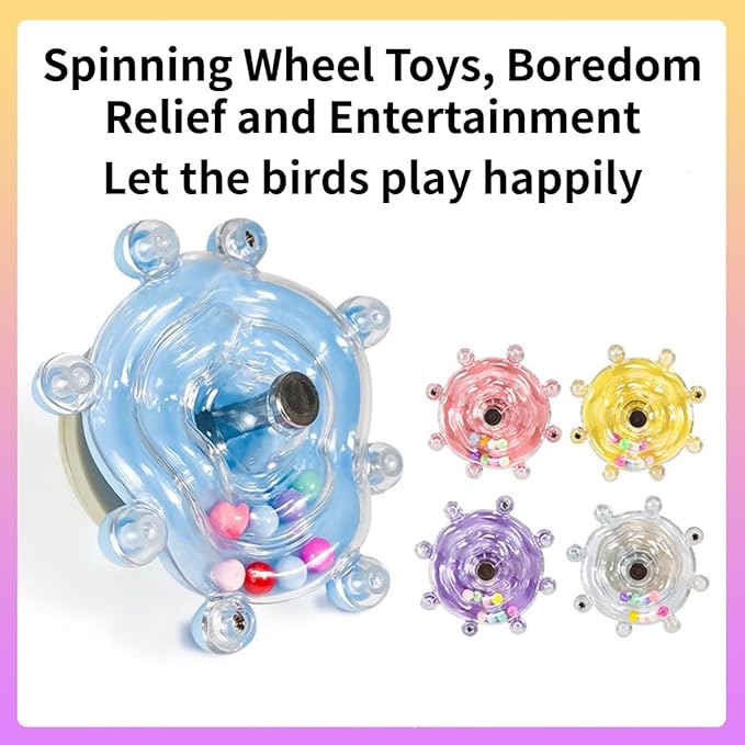 Parrot Spinner Toy, Funny Parakeet Toy Interactive Parrot Toy Bird Toy Spinning Rattle Cockatiel Toys Bird Cage Accessories for Entertainment Chewing Exercise (Pink)