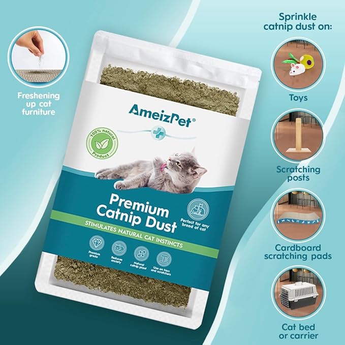 Catnip Dust for Cats, Catnip Alternative for Training & Play, Cat & Kitten Behaviour Dust 40g (0.09 Oz)