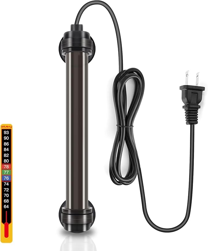 Orlushy 25W Submersible Small Fish Tank Heater with Free Thermometer, Preset Temperature 78℉ Aquarium Heater for 1-5 Gallon Freshwater & Saltwater Tank