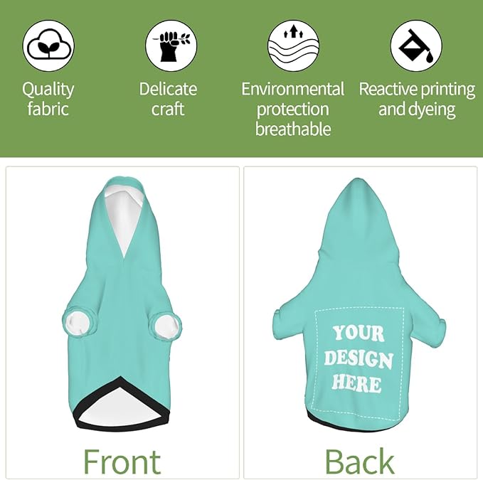 Dog Costume, Custom Dog Hoodie, Dog Name Costume Holiday Pet Pajamas Outfit, Personalized Pet Coat Costumes for Small Medium Large Dogs and Cats for Winter, Turquoise, XXS