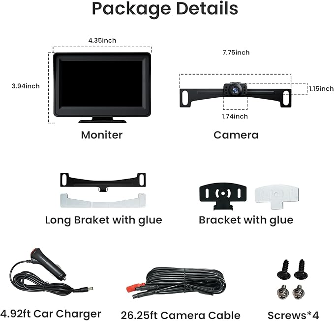 5'' HD 1080P Backup Camera, Backup Camera for Car, Reverse Rear Camera with Night Version 130° Wide Angle, Waterproof, Strong Signal for Car, Van, Truck, Trailer