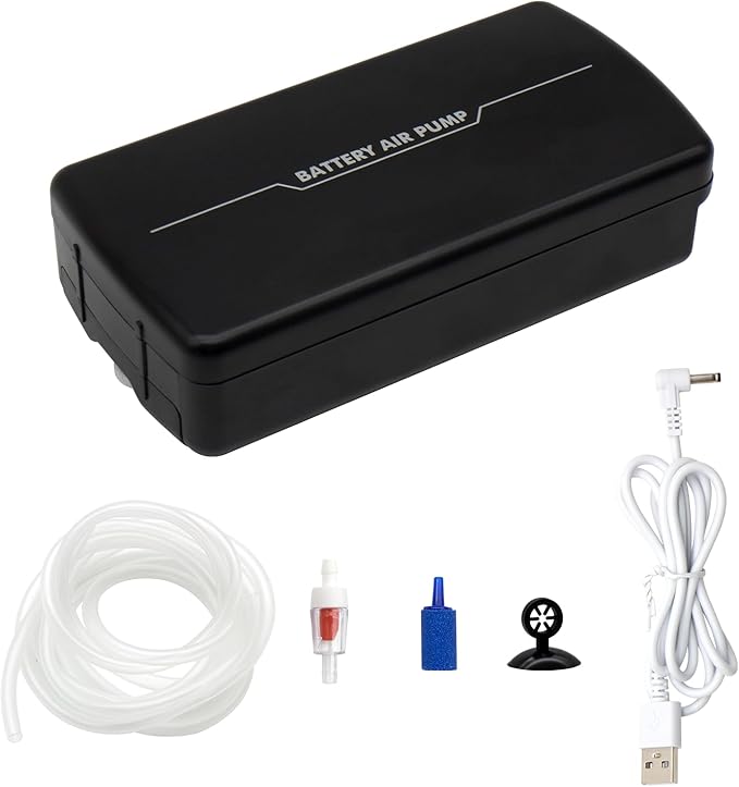 Small Aerator for Fish 19GPH-35GPH, Minnow Bucket USB Aerator, Bait Bucket Adjustable Aerator Pump, Quiet Voice, with Car Cigarette Lighter, Suitable for Fishing Enthusiasts
