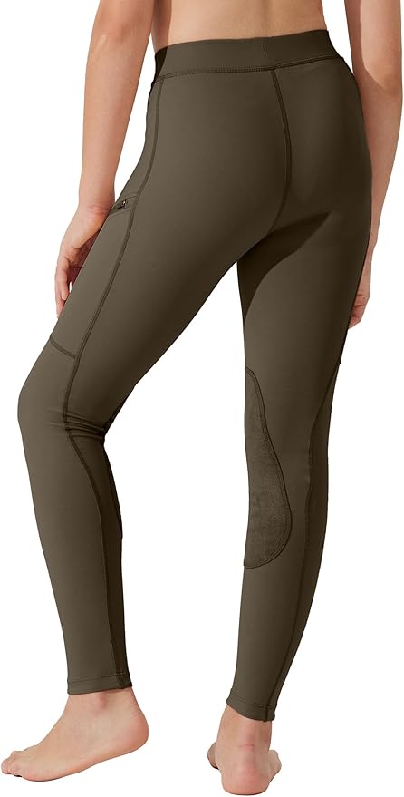Willit Girls Horse Riding Pants Tights Kids Equestrian Breeches Knee-Patch Youth Schooling Tights Zipper Pockets