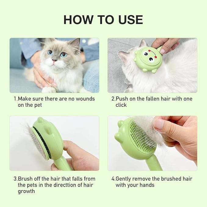 Dog Brush for Short or Long Haired Dogs, Frog Shape Dog Brush with Release Button, Dog Hair Brush Dog Grooming Deshedding Brush for Dog Kitten Rabbit Massage Removes Loose Fur