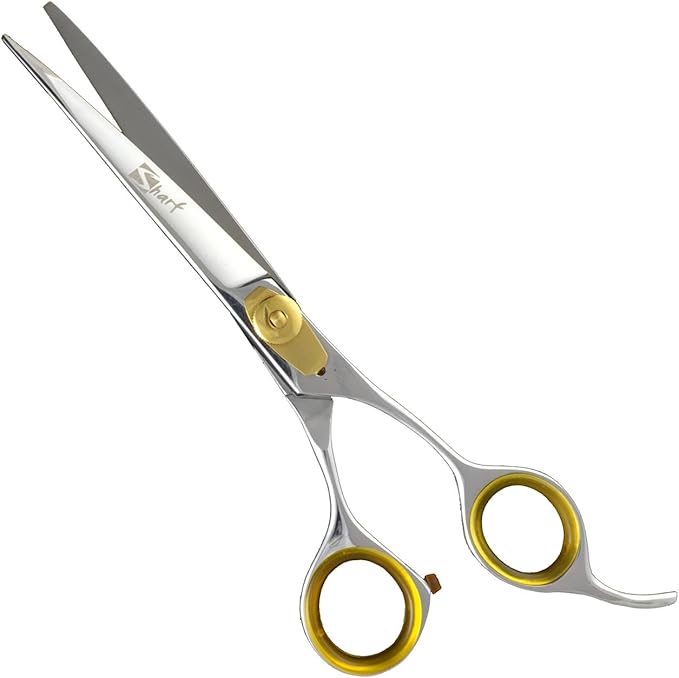 Sharf Professional Pet Shears Kit: Gold Touch Dog Grooming 7.5 Inch Curved Shear & 7.5 Inch Straight Scissors | Must-Have Groomers & Home Groomer Scissors Set