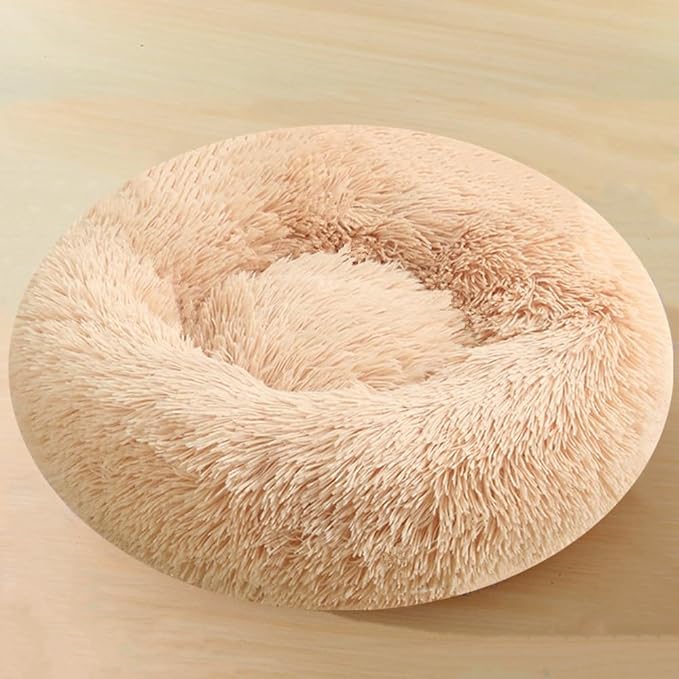 Dog Bed & Cat Bed for Small Medium Dogs, 27 Inch Calming Dogs Bed Anti-Anxiety Machine Washable Fluffy Luxury Anti-Slip Waterproof Pet Puppy Round Bed (Yellow)