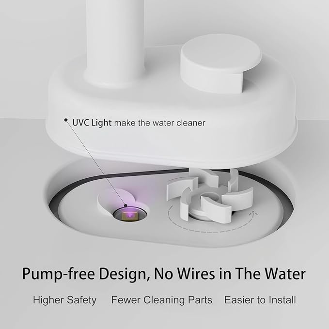 Cat Water Fountain, App Control Wireless Cat Fountain, 122oz/3.6L Pumpless Water Fountains for Cats Indoor with Stainless Steel Tray, Wi-Fi Dog and Pet Water Fountain (Black, Fountain+8 Fliters)