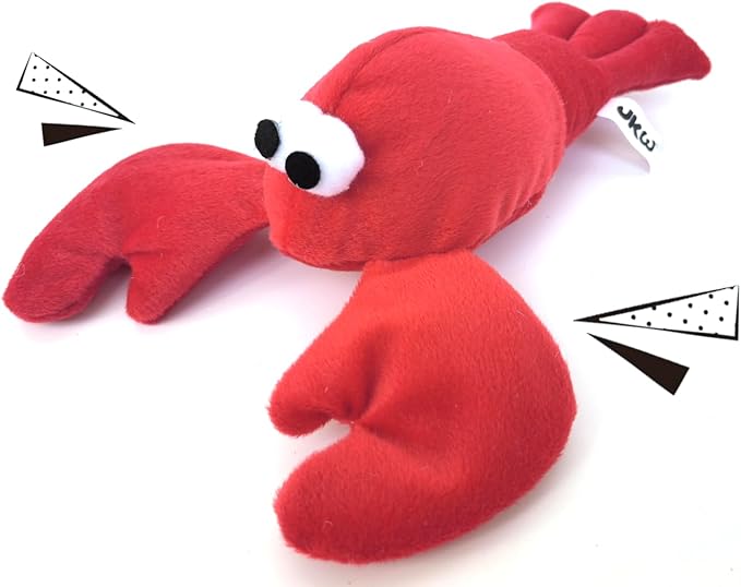 JKW Squeaky Dog Toy for Small & Medium Dogs, Puppy Plush Toys (S, Lobster)