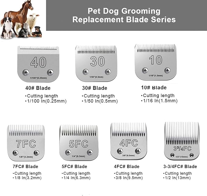 5Pack Dog Grooming Blades Compatible with Andis Dog Clippers,Dog Clipper Blades Compatible with Oster A5,Wahl km10 Dog Clippers for Animal Dog Cat Horse,Stainless-Steel Blade Sharp