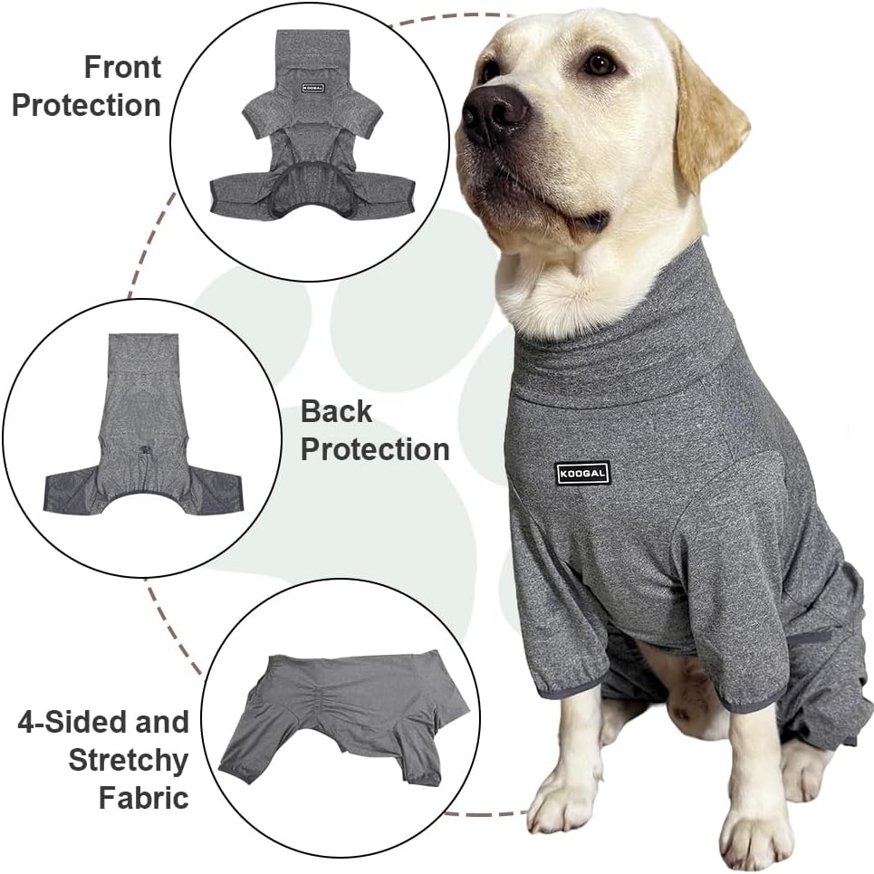 Dog Pyjamas PJS Sweater Clothes and Home Clothing Suitable for Small to Medium Breeds of Dogs, Dog Neutering Suits, Extra-Large Stretch Fabric, Four-Legged Clothes(Thin Forid Gray, XL)