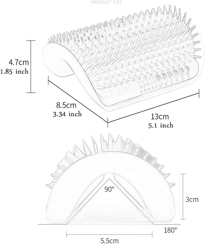 4 Pack Cat Self Groomer with Catnip Pouch,Cats Corner Massage Comb Grooming Brush Tool for Kitten Puppy (2 Black/2 Grey)