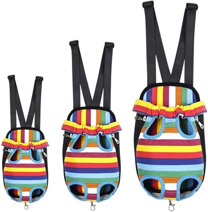 Pet Dog Puppy Cat Carrier Five Holes Backpack Double Shoulder Straps Canvas Cotton Front Chest Backpack Bag(Colourful, Large)