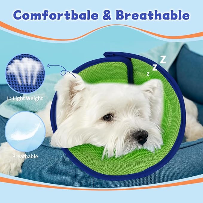 Soft Dog Cone Collar After Surgery Alternative for Dogs to Stop Licking, Comfy Collars for Large/Medium/Small Pet, Adjustable Elizabethan Neuter Recovery E Cones of Shame Neck & Head Ecollars