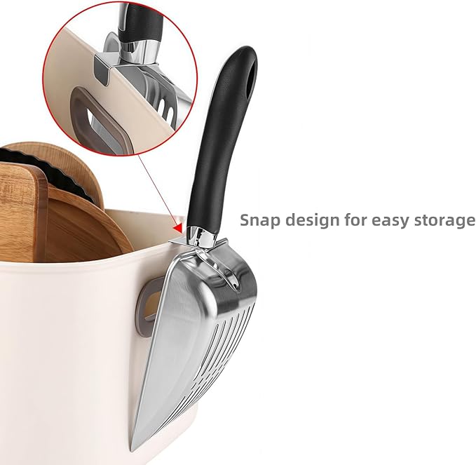 Cat Litter Scoop,Poop Sifting for Litter Box,Aluminum Alloy Sifter,Durable Kitty Metal Scooper with Long Handle Deep Shovel