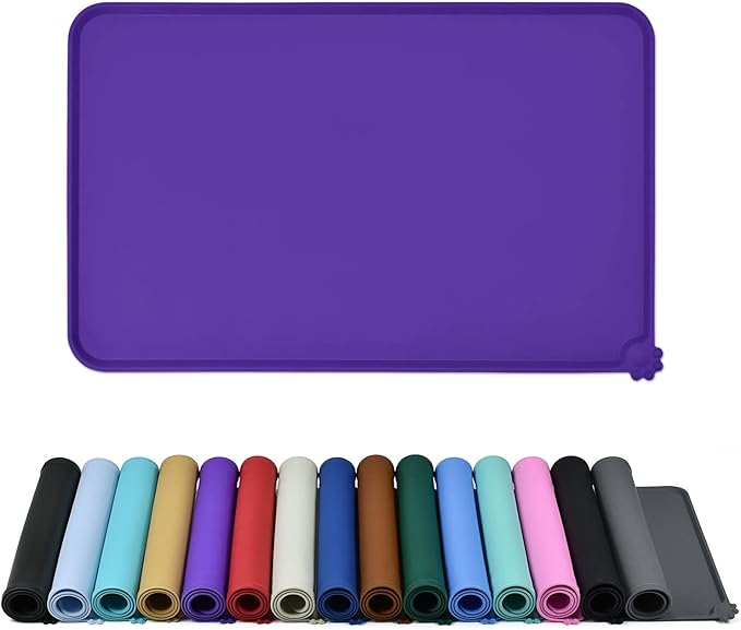 Waterproof Pet Feeding Mat with High Raised Edges, Heavier and Thicker Placemats for Cat Dog Water Bowl with BPA Free, Dogs Cats Food Mats for Messy Drinkers to Prevent Spill and Protect Floors