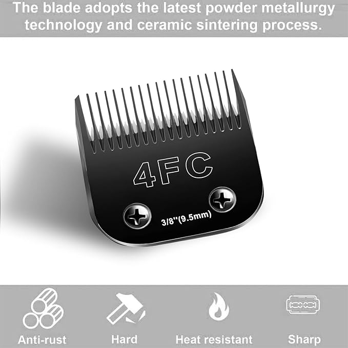 4F Blades Dog Grooming Blades Compatible with Andis/Oster A5/Wahl KM-10 Series Dog Clippers,Detachable Clipper Replacement Blade,Black(4FC/3PCS)
