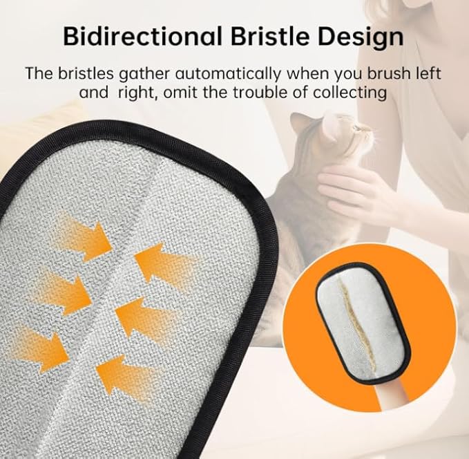 Pet Hair Removal Gloves Brush, Reusable Cat Dog Electrostatic Hair Remover Grooming Glove Tool