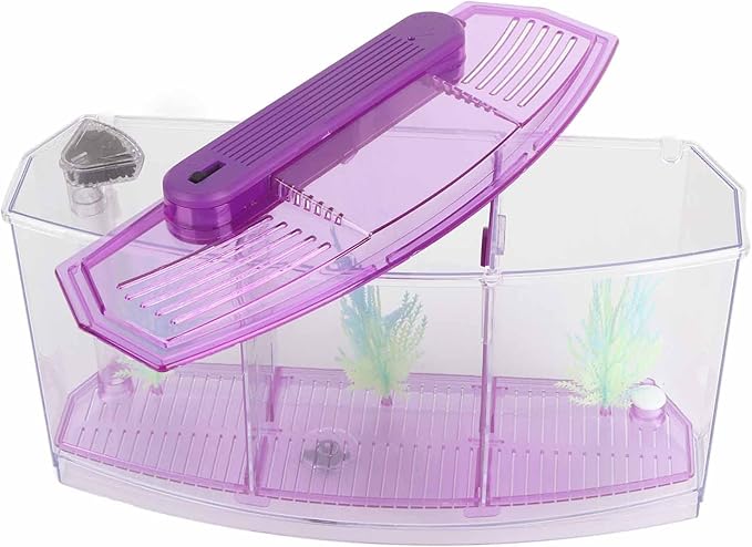 Fish , Desktop Transparent Breeding Fish , Mini Acrylic for Small Fishes with LED Light with Water Change Valve for Betta()