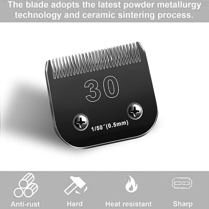 30 Blades Dog Grooming Blades Compatible with Andis/Oster A5/Wahl KM-10 Series Dog Clippers,Detachable Clipper Replacement Blade,Black,(30#/3PC)