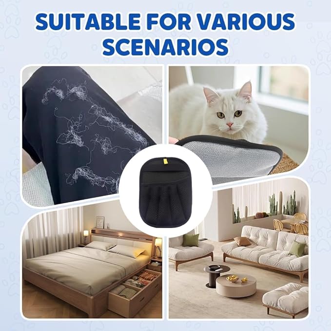 Static Pet Hair Removal Glove for Cats & Dogs, Efficient Grooming Gloves for Pet Hair, Cat Grooming Gloves for Hair Removal