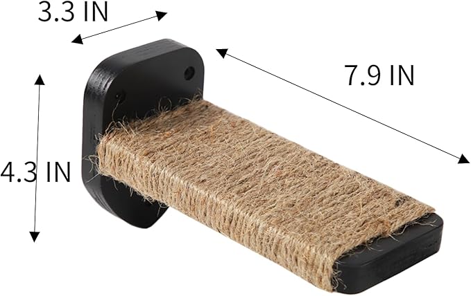 3 Pcs Cat Steps and Perches for Wall, Climbing Shelf With Hemp Rope, Wall-Mounted Furniture Set With Scratching Pads for Playing (Black)