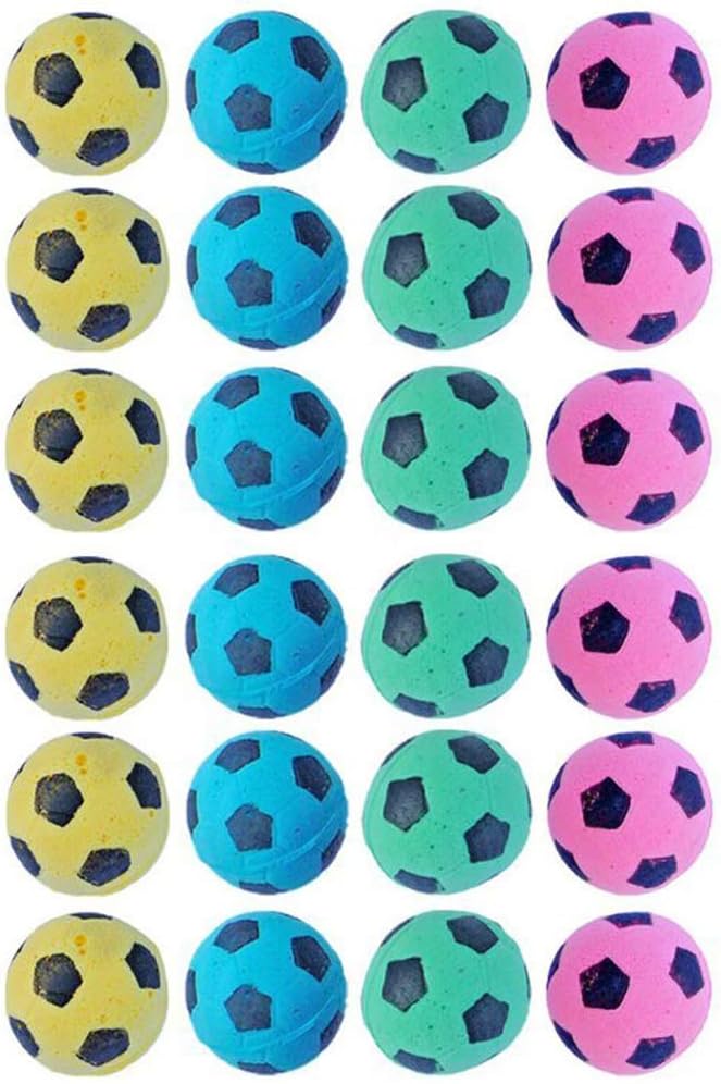 Foam Sponge Soccer Ball Cat Toy Interactive Cat Toys Independent Pet Kitten Cat Exrecise Toy Balls for Real Cats Kittens, Soft, Bouncy and Noise Free (24 Pack)
