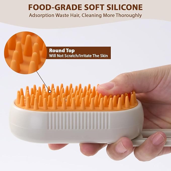 Cat Steam Brush for Shedding, 4 in 1 Rechargeable Steam Brush for Cats and Dogs, Anti-Static, Massage