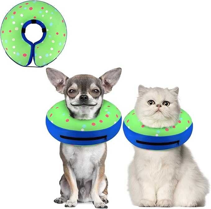 Supet Inflatable Dog Cone Collar for Small Dogs Puppies Cats, Soft Dog Cone Alternative After Surgery for Puppies Cats to Stop Licking