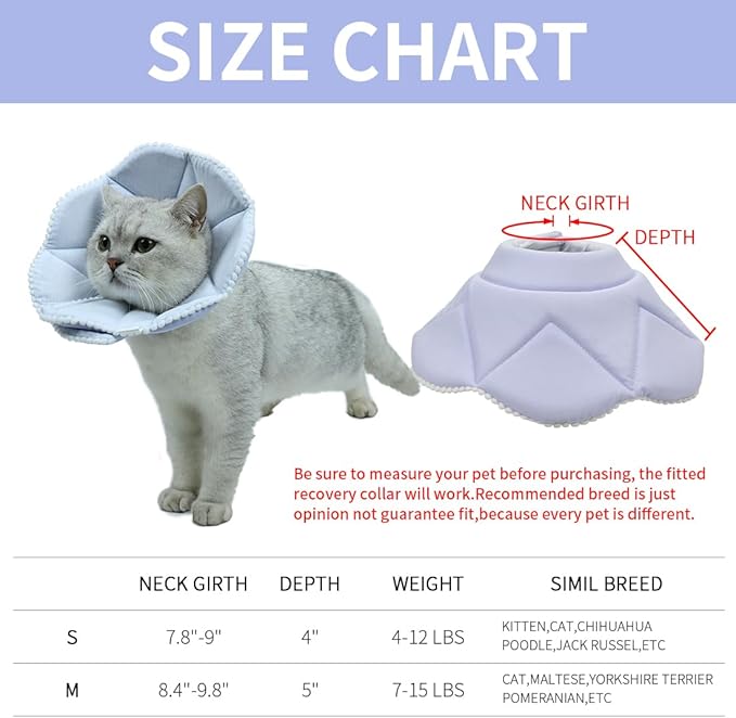 Soft Cat Recovery Collar,Adjustable Dog Cat Cone,Dog Protective Cone Collar After Surgery,for Kitten and Puppy,Small,Blue