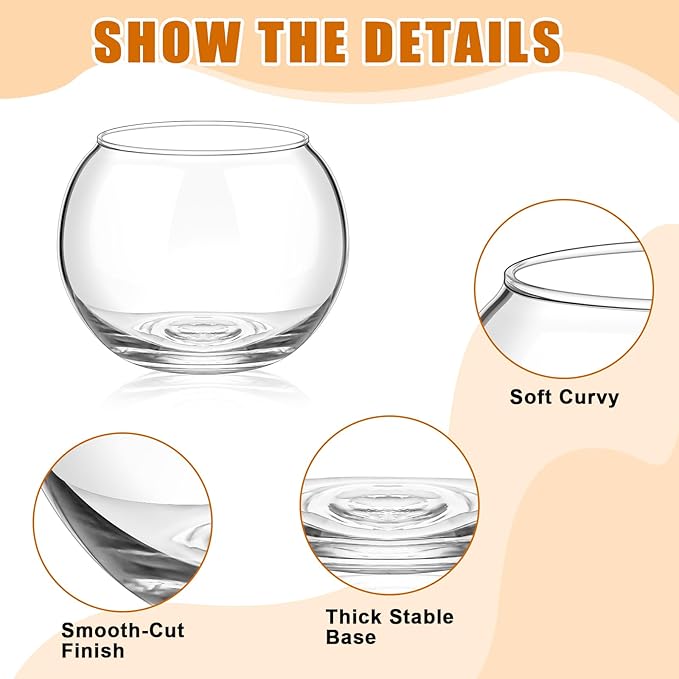 Zopeal 12 Pcs Fish Bowl Vase Glass Bubble Bowl Globe Glass Clear Bubble Vase Round Terrarium Goldfish Flower Centerpiece for Wedding Event Arrangement Office Home (3.5" h X 3.94" w)