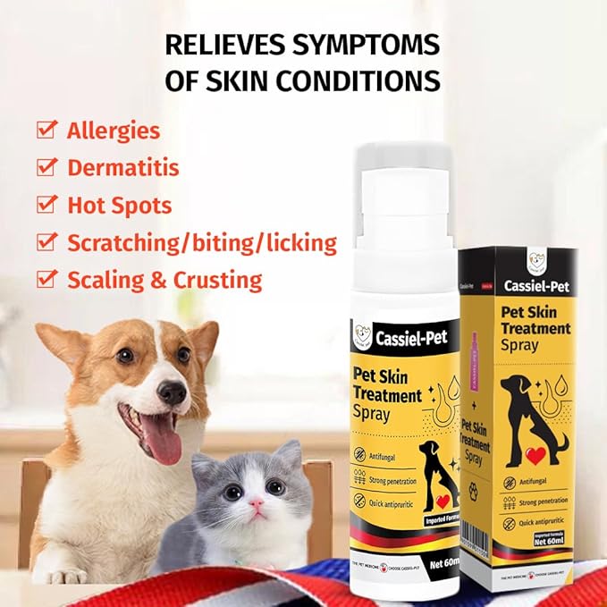 Hot Spot Spray for Dogs, Itch Relief Spray & Hot Spot Treatment for Dogs, Helps Alleviate Allergies Dry Itchy Skin, Wound Care Spray for All Animals, 2.02oz
