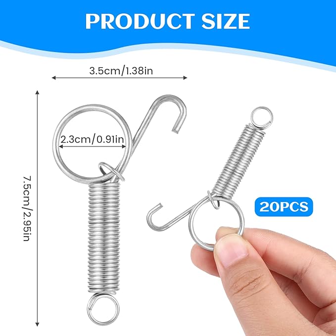 20 PCS Spring Latch for Cages, Spring Door Latch for Rabbit, Wire Cage Clips Cat Small Hook, Rabbit Wire Clips, Dog Crate Lock, Pet Dog Cat Birds Parrot Squirrel Hook