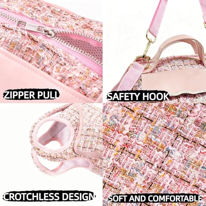 Dog Lift Harness Backpack for Small Dogs, Adjustable Straps Dog Sling Carrier for Hiking, Travel, Outdoor – Pink Large