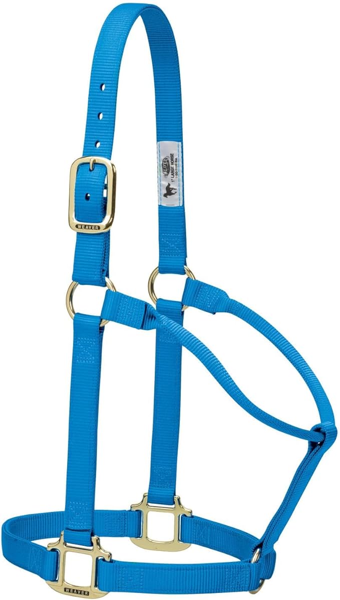 Weaver Equine Nylon Horse Halter, Triple-Ply Cheek Design, Original Non Adjustable Halters for Horses, Equine Tack,Average Size, Black