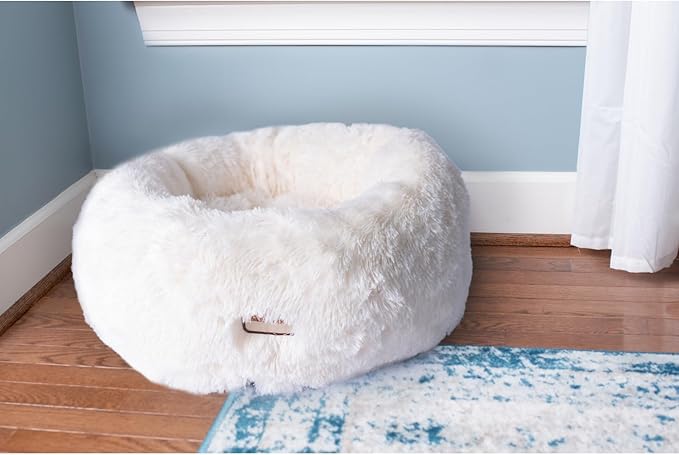 Tuscan Treats Cuddler Pet Bed - 28" L x 28" W x 9" H Ultra-Plush and Soft for Cats and Small Dogs, Skid and Water-Resistant Base, Machine Washable, 3.5 lbs