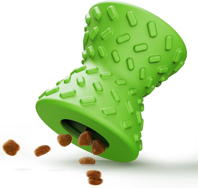 Puppy Toys, Toys for Small Dogs, Dog Treat Toy for Traning, Interactive Toy, Dog Treat Dispenser Toy,Natural Rubber Dumbbell Shaped(Green)