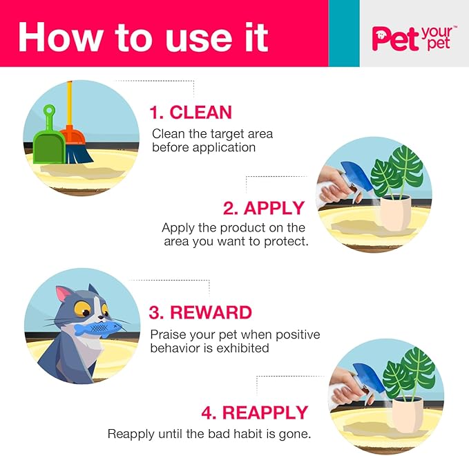 No Pee No Poop Cat Potty Training Spray, 16 Fl Oz – Non-Toxic Cat Spray No Mark for Urine/Marking/Pooping – Natural Pee Deterrent Spray – Indoor/Outdoor Keep Off