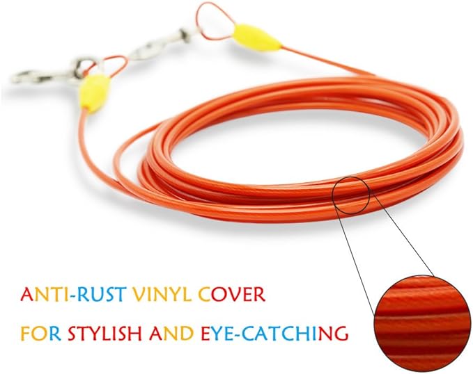 Petest 15ft Tie-Out Cable with Crimp Cover for Large Dogs Up to 90 Pounds