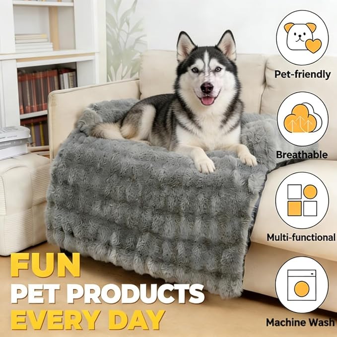 Dream Cloud Pet Sofa Bed for Dogs Cats, 2026 Washable Removable Calming Fluffy Plush Mat for Furniture Protector, Long Fur Non-Slip, for Small/Medium/Large Home Pets (Light Pink, M: 33.5 * 28.3IN)