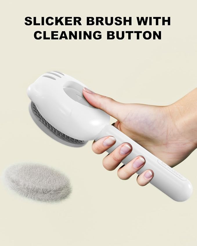 Cat Brush for Short or Long Haired Cats Dogs Rabbits, Cute Tiger Shape Dog Brushes with Release Button for Massage and Removes Loose Fur, Dog Hair Brush Pet Grooming Deshedding Comb