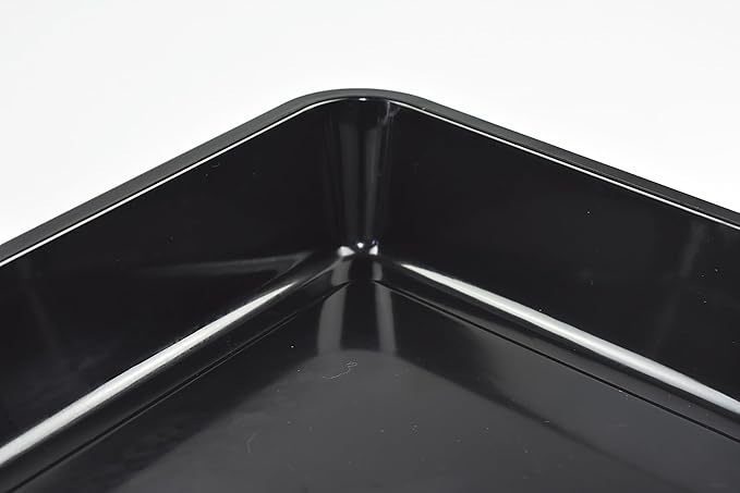 OMEM Reptile Drinking Tray - Large Water Dish Plastics Plate for Turtles, Small Reptiles, Ball Pythons, Lizards, and Snake Cages Bowl (L=35.4 x 5.3 x 26.3cm, Black)