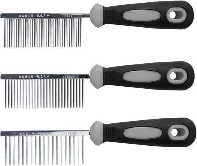 Resco Professional Anti-Static Dog, Cat, Pet Comb for Grooming, Steel Pins, Fine Tooth Spacing