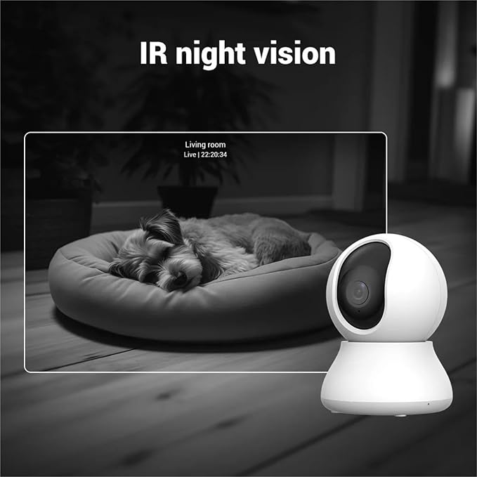 2.4G WiFi Indoor Camera 2K 3MP 360° PTZ Pet Dog IP CCTV Camera with Phone App 2-Way Talk Night Vision for Home Securi(UK Plug)