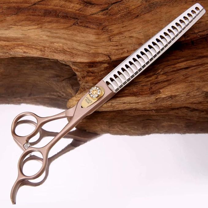 Fenice Peak Thinning Shears for Dogs and Cats Pet Grooming Scissors Chunkers Shears 440C Stainless Steel Professional Dog Trimming Scissors 7''