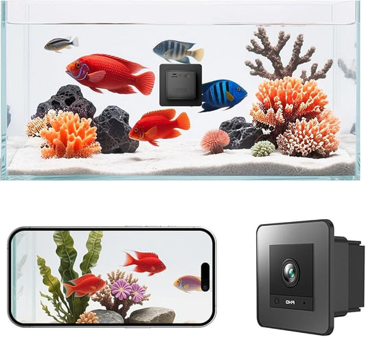 2K HD Aquarium & Terrarium WiFi Pet Camera,140° Wide-Angle Anti-Glare & Anti-Reflection,Night Vision for Fish & Reptiles,Two-Way Audio,Easy & Quick Install,AI-Powered Detection,24/7 Recording
