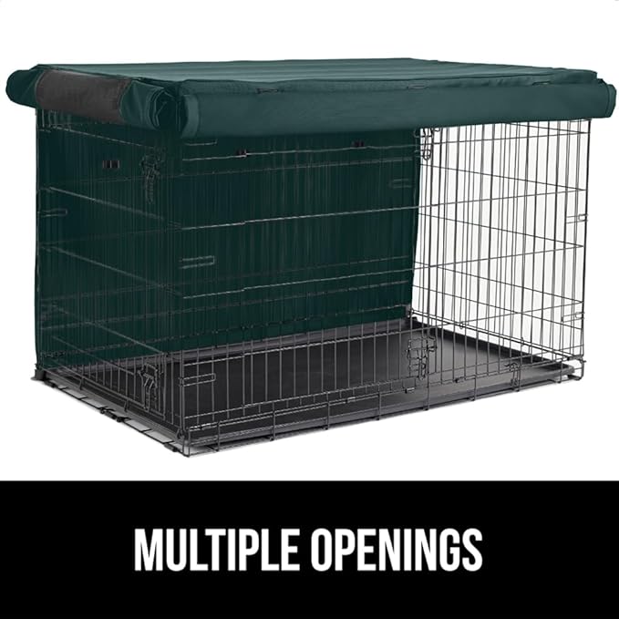 GORILLA GRIP Dog Crate Covers Compatible with Amazon Basics Dog Crates, All Sides Open, Privacy Cover Fits 30" Wire Kennel, Breathable Mesh Windows, Light Reducing Training Cage Topper, Hunter Green